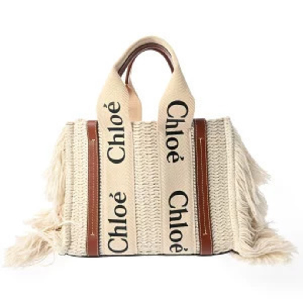 Chloe Woody Tote Bag Sevia Brown Knit Calf Leather